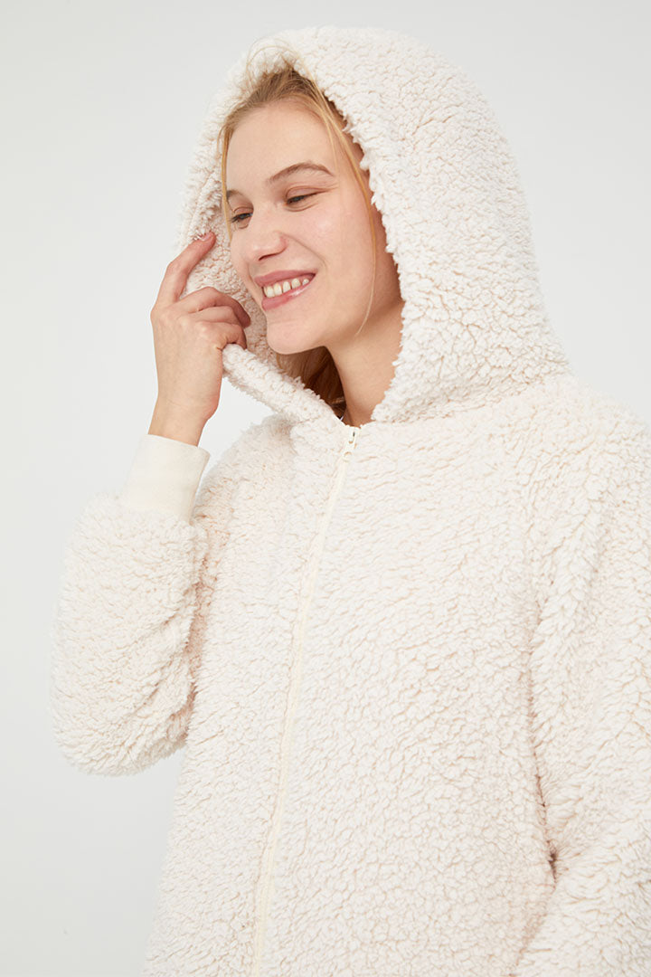 Saltum Hooded Sherpa Jacket - Cozy Fleece-Lined Winter Jacket for Men & Women | Warm Outdoor Wear for Hiking, Camping & Casual Style