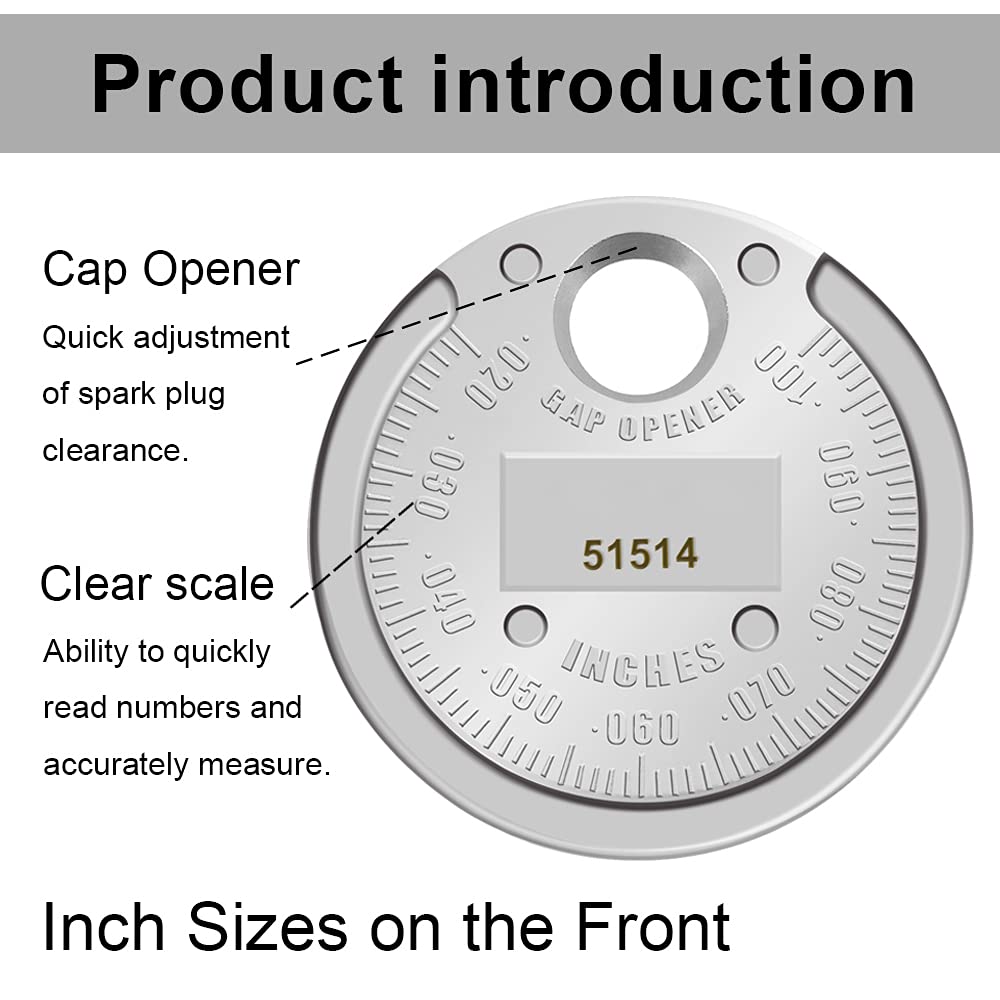 5-Piece Spark Plug Gap Tool Set - Precision Wire Gap Gauge with 0.020 to 0.100 Inch Measurement Range - Essential for Automotive Tune-Ups & Small Engine Maintenance