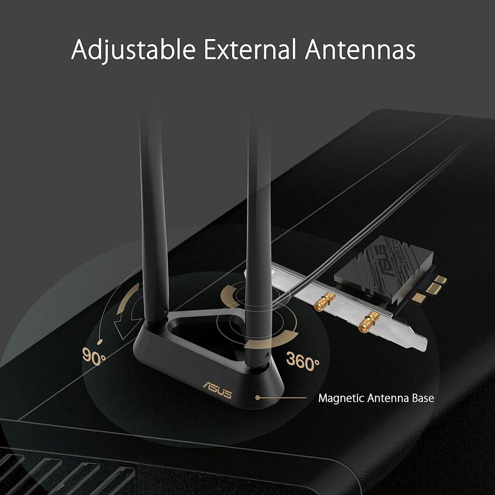 ASUS PCE-AC92BT WiFi 6 Bluetooth 5.2 PCIe Adapter - Dual Band 802.11ax Wireless Network Card for Gaming & Streaming - High-Speed Desktop PC Upgrade for Home & Office Use