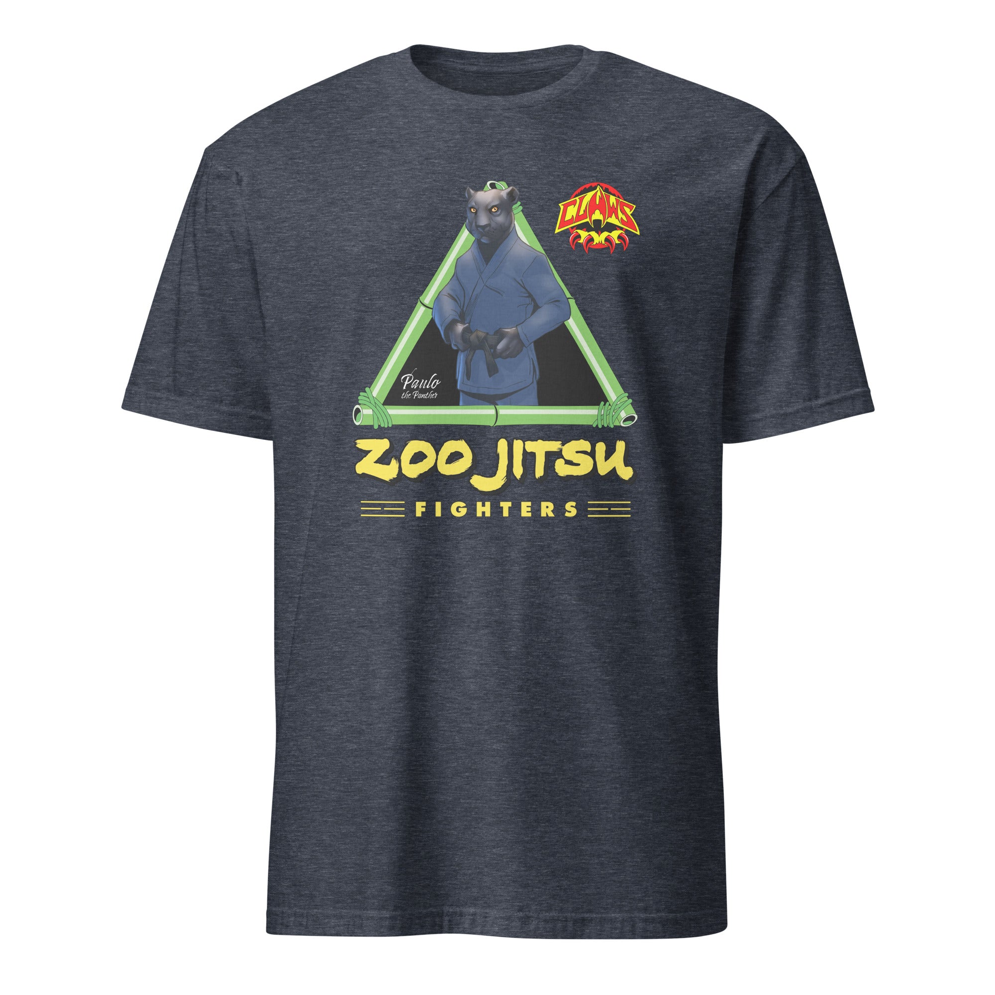 Zoo Jitsu Fighters Paulo the Panther Graphic Tee - Unisex Short Sleeve Cotton T-Shirt for Martial Arts Fans & Animal Lovers - Perfect for Training, Gyms, and Casual Wear