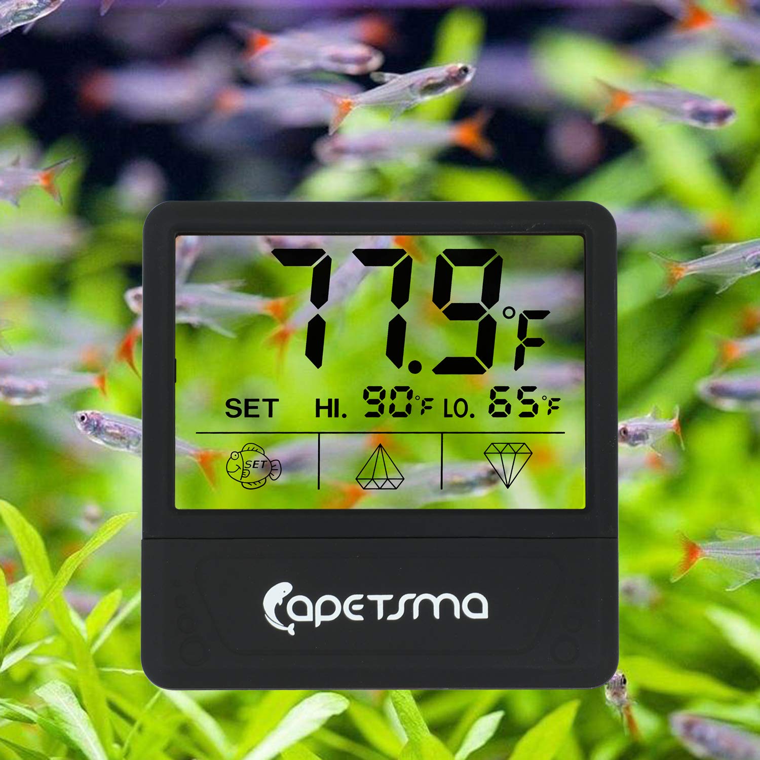 Digital Aquarium Thermometer with LCD Display - Accurate Fish Tank Temperature Sensor for Reptiles & Terrariums