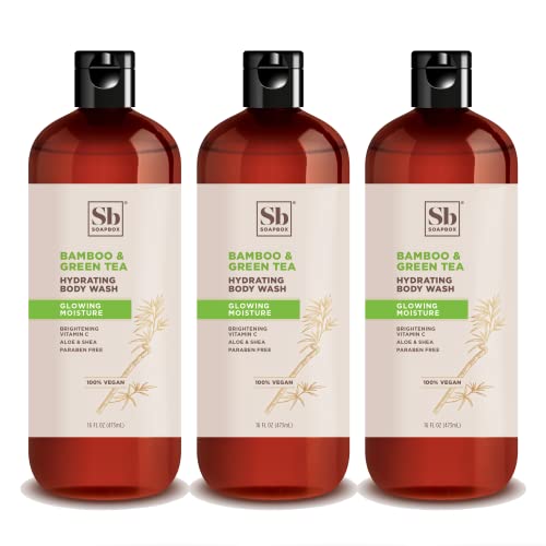 Soapbox Bamboo & Green Tea Moisturizing Body Wash with Aloe Vera & Shea Butter - Paraben Free, Gluten Free, Silicone Free, Cruelty Free & Vegan - 16oz (Pack of 3) | Hydrating Shower Gel for Dry Skin, Daily Body Cleanser for Men & Women, Perfect for Sensitive Skin & Eco-Friendly Bath Routine
