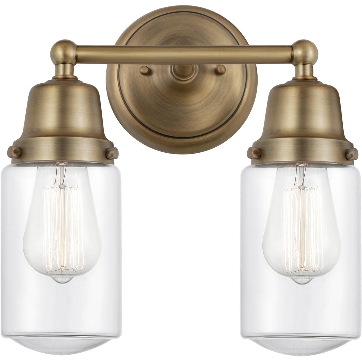 Aditi Dover 2-Light Brushed Brass Bathroom Vanity Light - Perfect for Modern Bathrooms, Powder Rooms & Spa-Style Decor (Model: 623-2W-BB-G312)