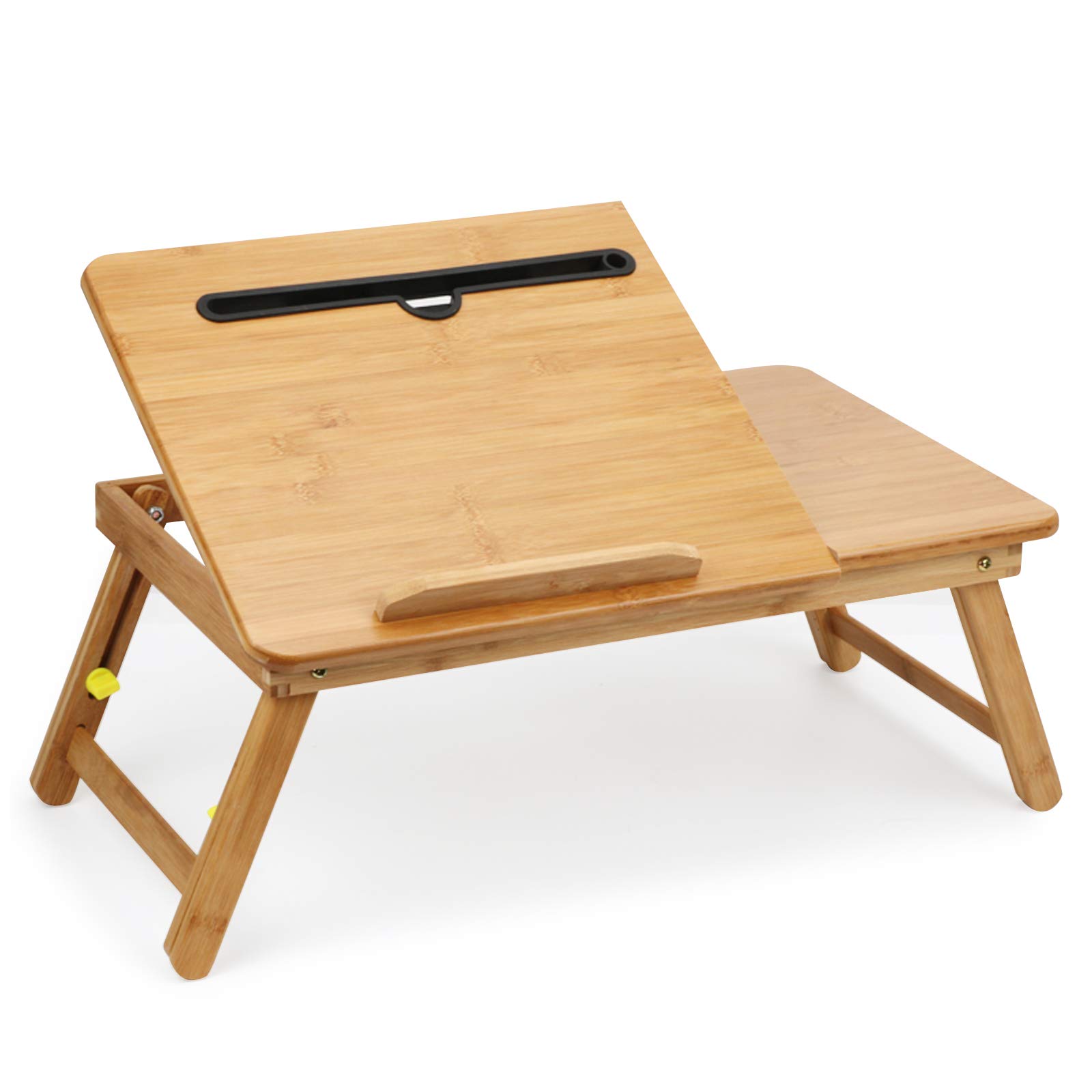 Bamboo Lap Desk for Laptop - Foldable Bed Tray Table Fits 17.7 Inch Laptops, Perfect for Breakfast in Bed, Homework, Study, Reading & Dining - Portable Workstation for Home Office & Dorm Room