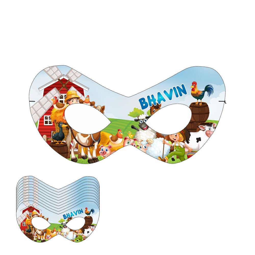 Custom Farm Theme Birthday Eye Mask with Baby Name - Personalized Farm Party Decorations for Kids, Baby Showers & Themed Birthday Parties