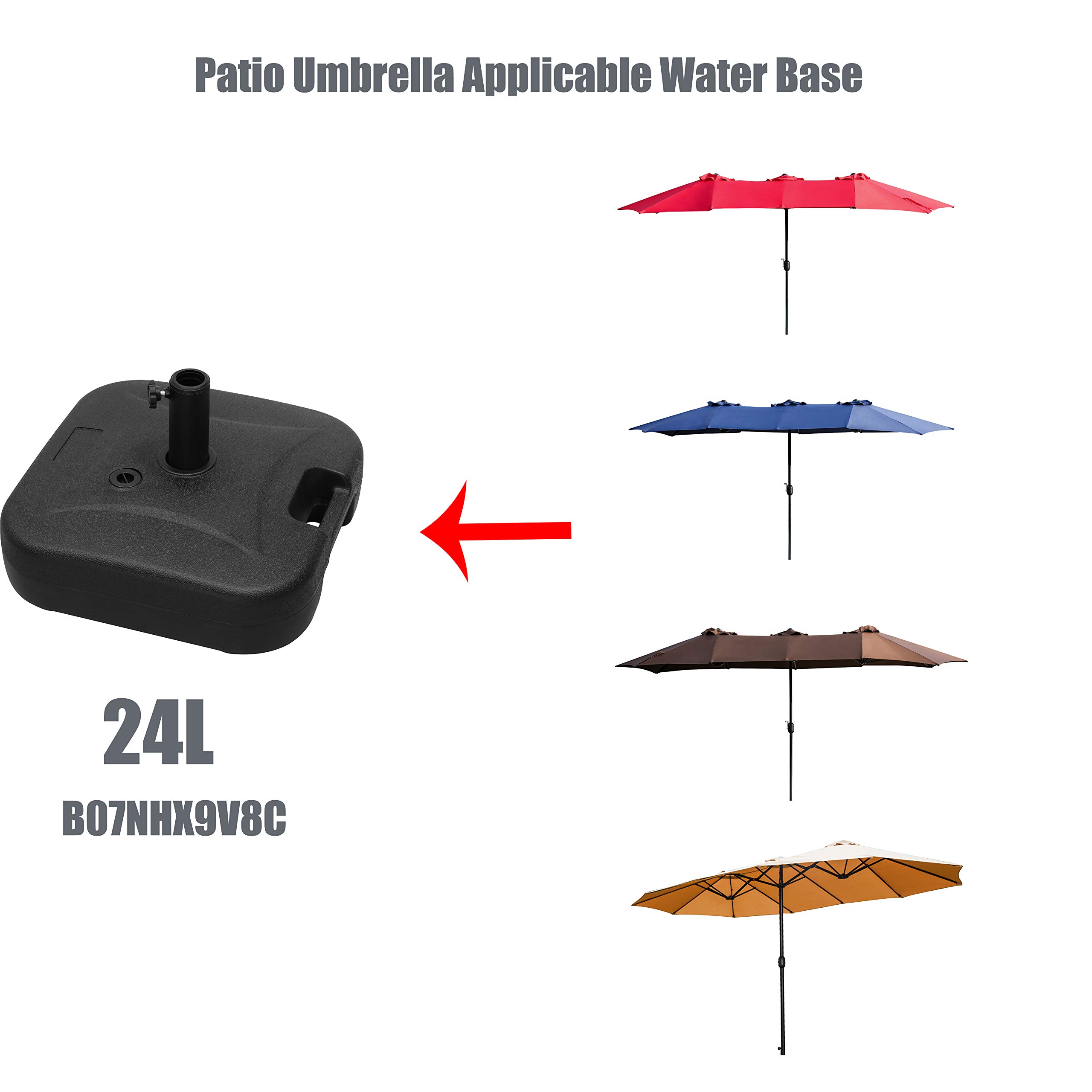 LOKATSE HOME 15FT Double-Sided Outdoor Patio Umbrella with Crank - Aluminum Garden Market Umbrella, Twin Sun Canopy in 2-Tone Red - Perfect for Poolside, Backyard, Restaurant & Beach Shade
