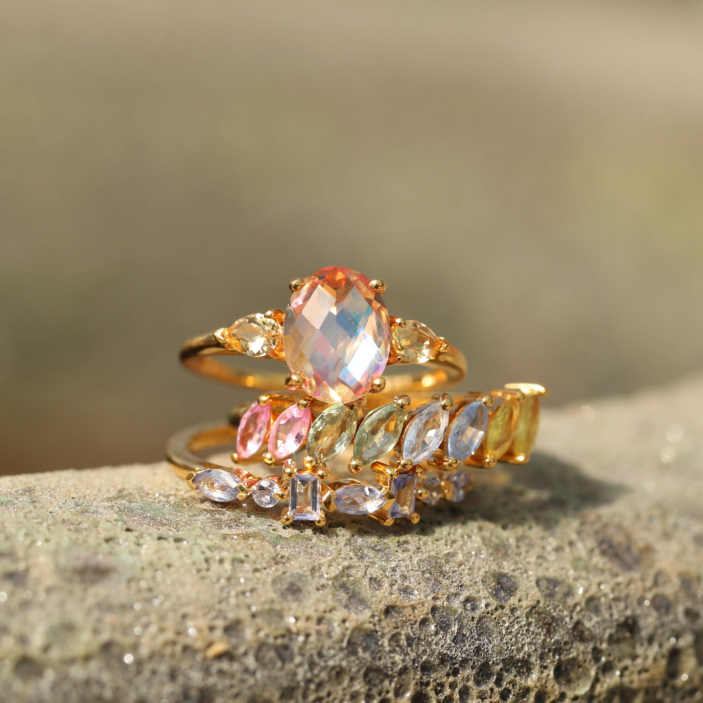 Della Rainbow Sapphire Ring for Women – Elegant Multicolor Gemstone Jewelry Gift for Birthday, Anniversary & Special Occasions | Perfect for Parties, Weddings & Everyday Wear
