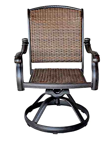 Patio Outdoor Swivel Rocker Dining Chairs Set of 4 - Heavy Duty Cast Aluminum Furniture in Dark Bronze - Perfect for Backyard, Garden, Poolside & Outdoor Entertaining