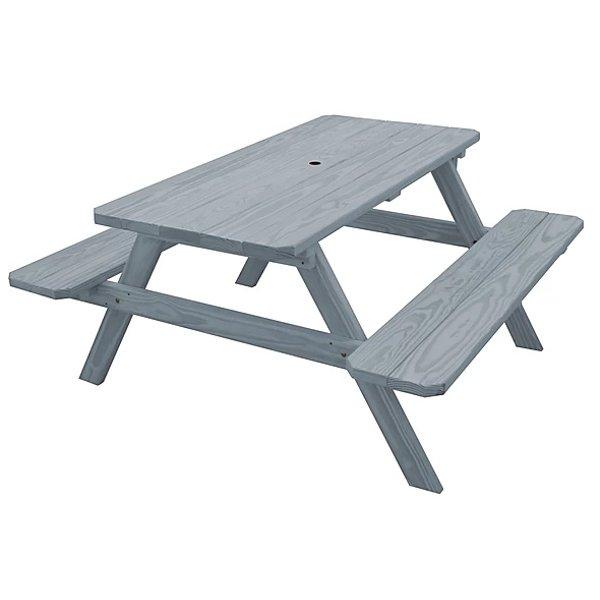 Durable Yellow Pine Picnic Table with Attached Benches - Outdoor Dining Set for Backyard, Patio & Garden Gatherings