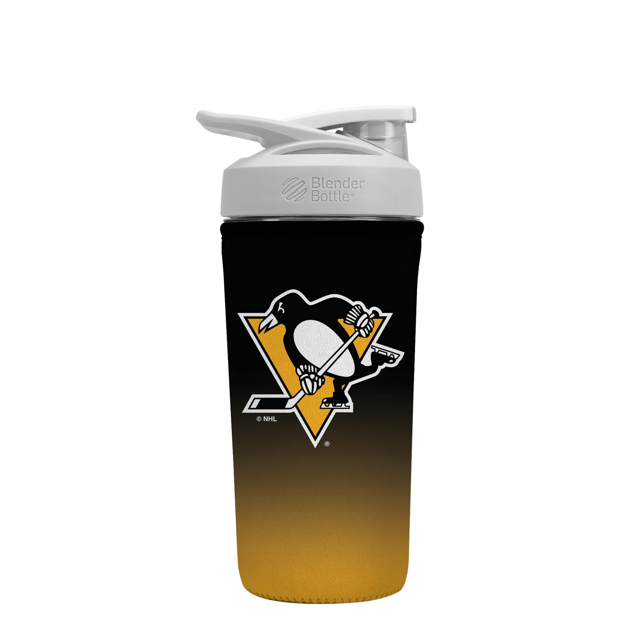 Insulated Neoprene Protein Shaker Bottle Cover for 28oz Blenders - Pittsburgh Penguins NHL Design | Perfect for Gym, Workouts & Sports Hydration