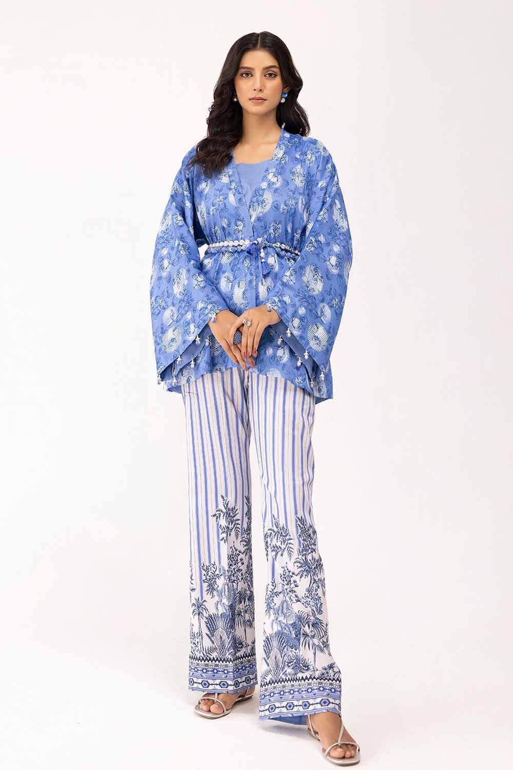 Gul Ahmed Blue Unstitched Suit for Women - Premium Cotton Fabric for Tailoring - Perfect for Weddings, Parties & Formal Occasions