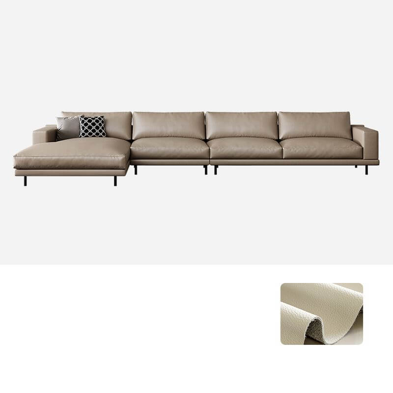 L-Shaped Sectional Sofa with Chaise Lounge in Auburn - Left-Facing Design for Living Room, Home Theater & Small Spaces