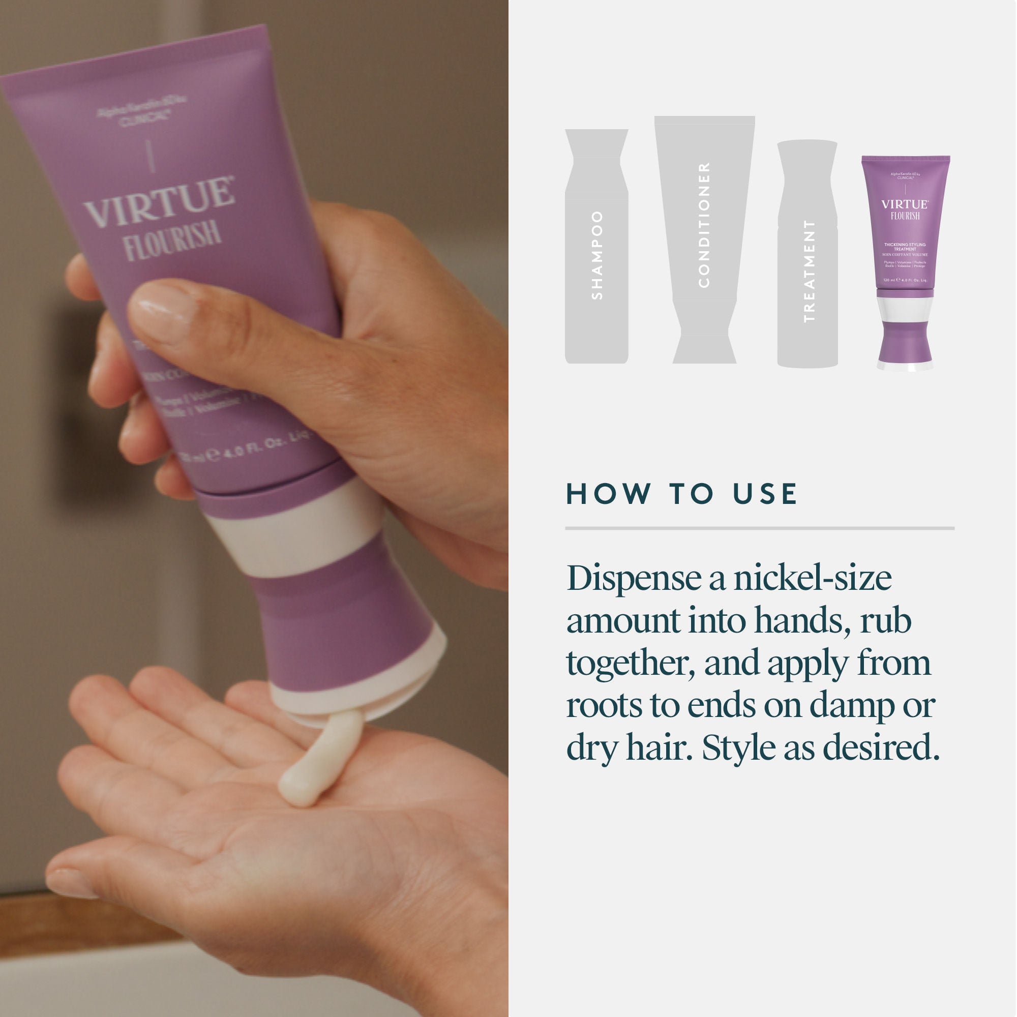 Flourish Thickening Styling Treatment for Fine Hair - Volumizing Hair Care Product for Fuller, Healthier Looking Hair - Perfect for Daily Styling & Special Occasions