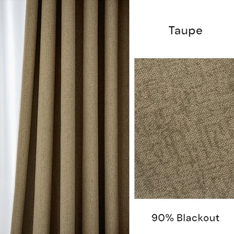 Agnes Textured Cotton Linen Blackout Curtains for Bedroom - Custom Size Thermal Insulated Drapes for Living Room & Nursery (96