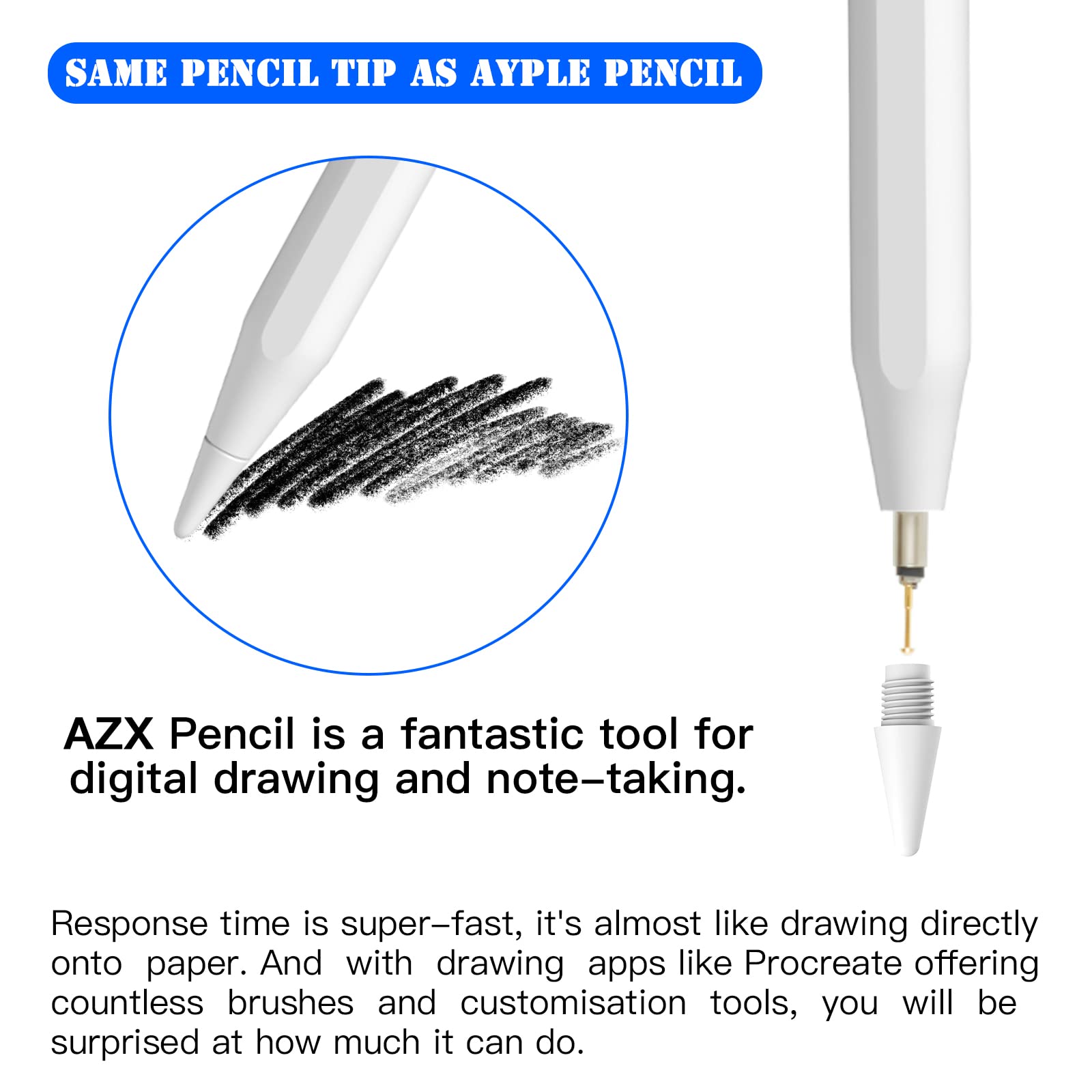 Apple Pencil Alternative for iPad 10th/9th/8th/7th/6th Gen, iPad Pro 11