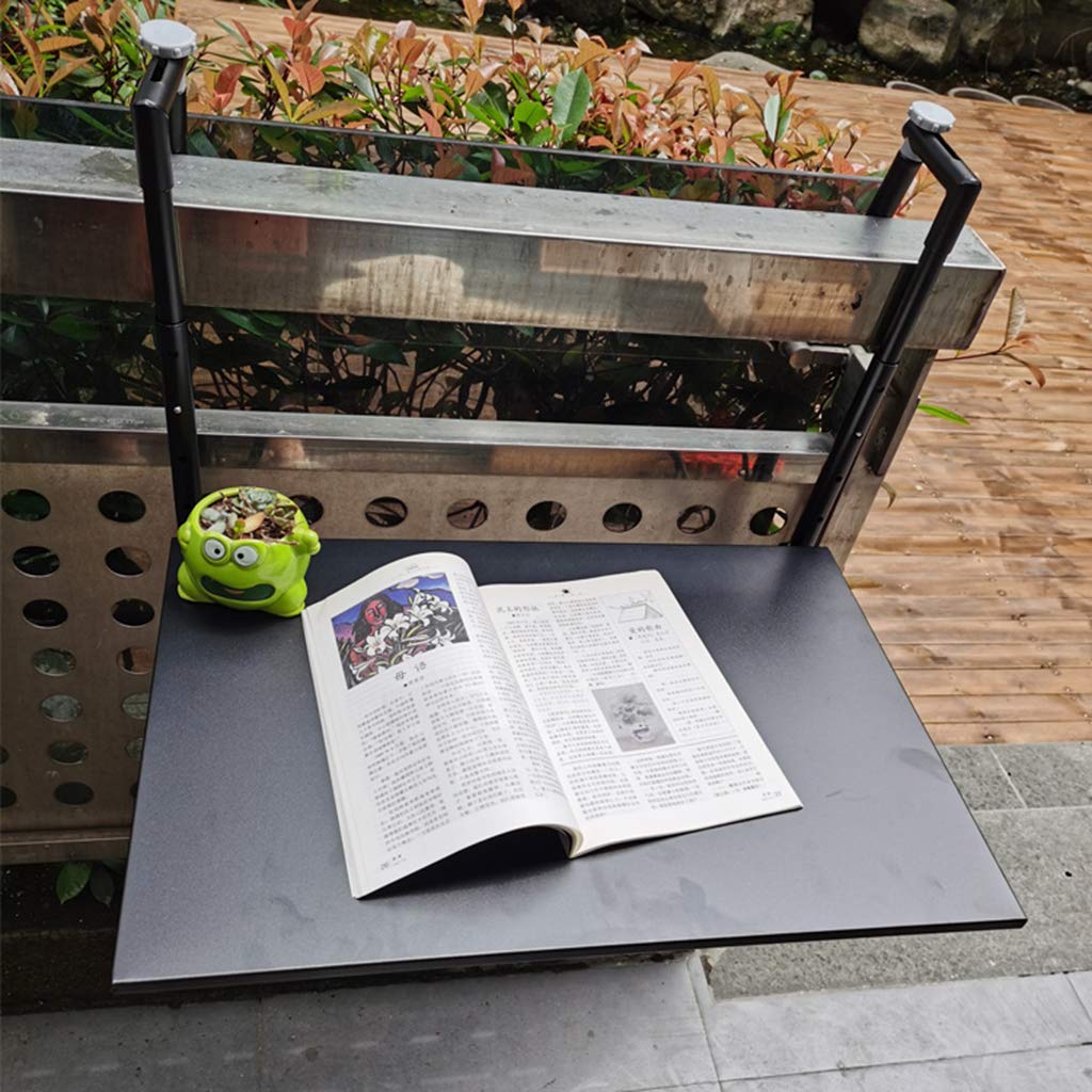 Foldable Outdoor Balcony Hanging Table - Adjustable Folding Deck Table for Patio Railing, Garden & Small Space Dining - Fits Railings from 0.5cm - Perfect for Coffee, Breakfast & Relaxing on Your Balcony or Deck