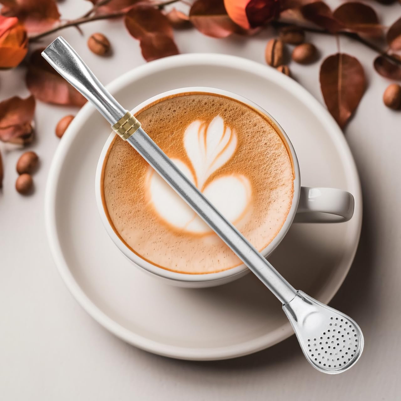 5-Piece Hemoton Matcha Spoon Set - Stainless Steel Tea Infuser & Stirring Straws for Loose Leaf Tea, Yerba Mate, and Cocktails | Perfect for Tea Lovers, Barware, and Home Brewing
