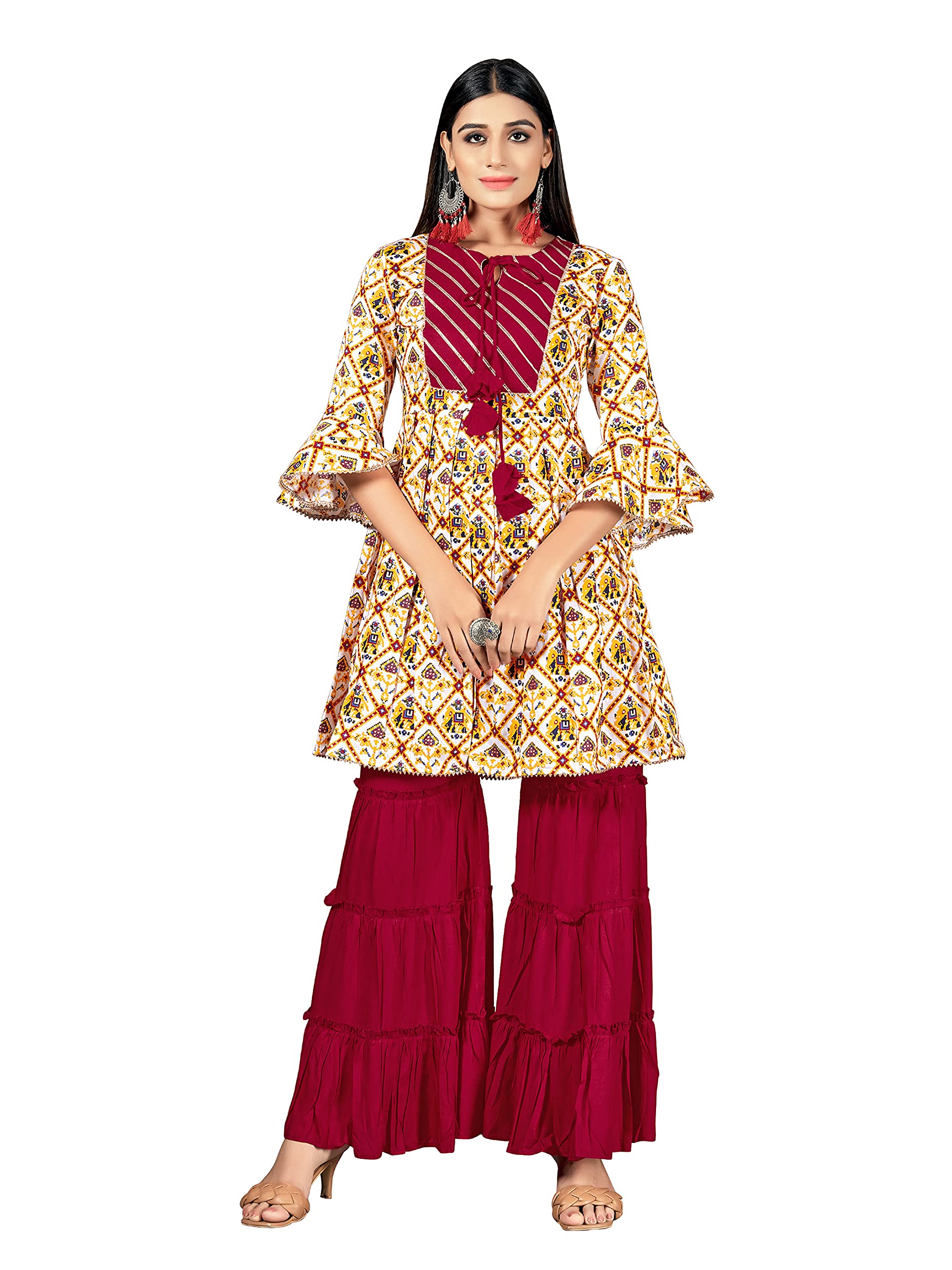 Stylish Indian Kurti for Women with Palazzo - Rayon Embroidered Dress Kurta Tops | Perfect for Festivals, Parties & Casual Wear