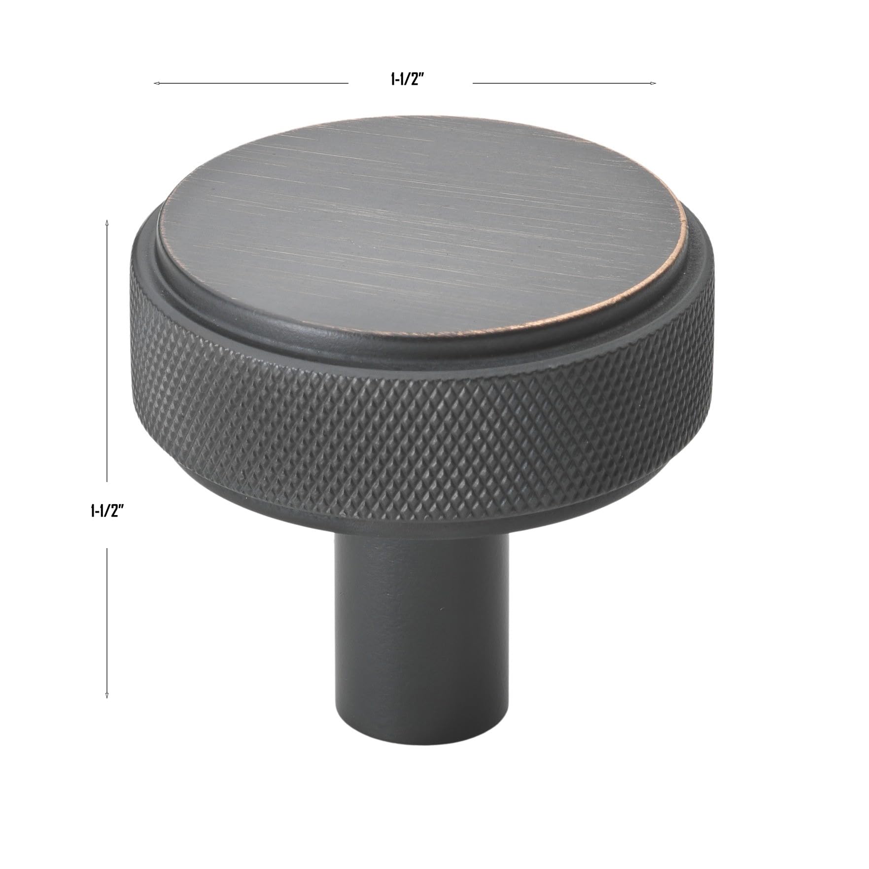 GlideRite 1.5 Inch Solid Round Knurled Cabinet Knob - Oil Rubbed Bronze Finish (Pack of 1) - 5825 - Perfect for Kitchen Cabinets, Bathroom Vanities & Furniture Hardware Upgrade