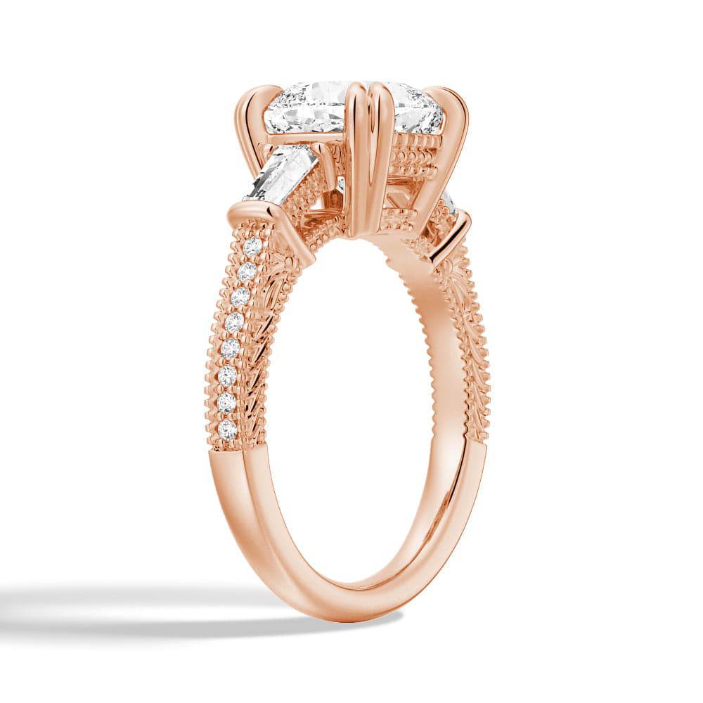 Vintage Cushion Cut Moissanite Engagement Ring with Filigree & Baguette Accents - Perfect for Proposals, Weddings & Anniversary Gifts