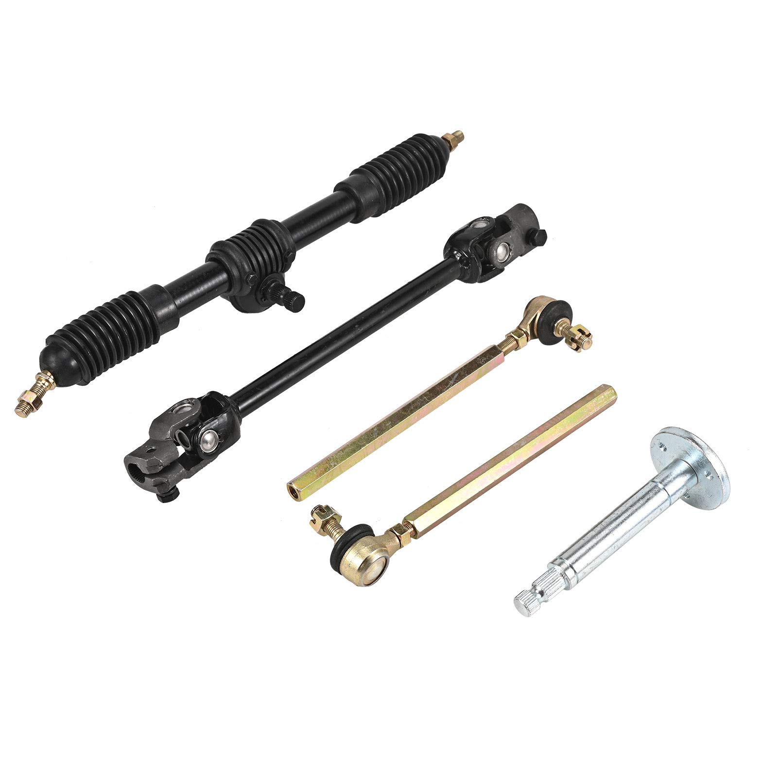 Adjustable Steering Wheel Assembly Kit with Tie Rod & Rack - Compatible with Go Kart, ATV, UTV 110cc 125cc 140cc 150cc - Perfect for Off-Road Racing & DIY Vehicle Upgrades