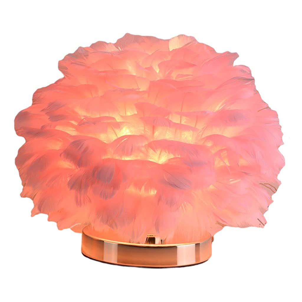 Romantic Feather Table Lamp - Pink LED Bedside Light with US Plug for Bedroom, Dorm, Hallway, Desk | Soft Ambient Lighting for Cozy Nights, Party Decor & Home Decoration