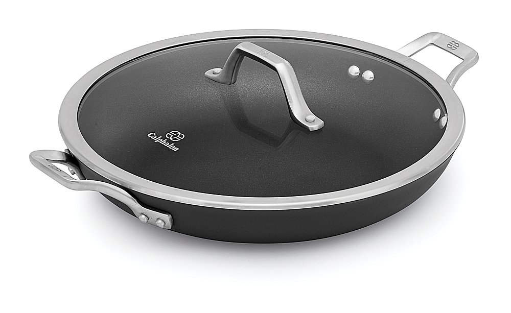 Calphalon 1948256 Signature Hard Anodized Nonstick 12-Inch Covered Chef Pan - Black - Durable Everyday Cookware for Frying, Sautéing & Simmering - Perfect for Home Kitchens & Professional Use