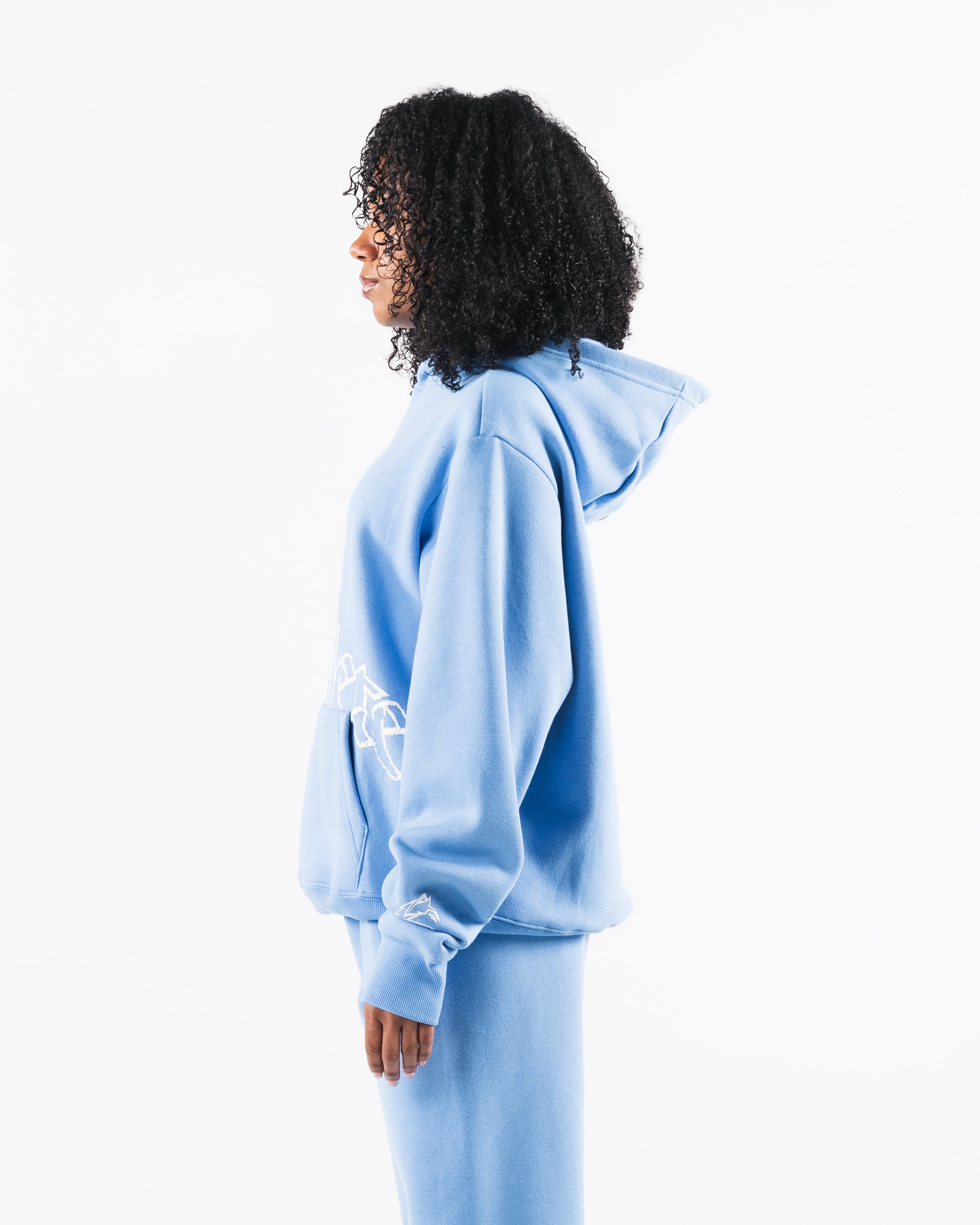 Stylish Script Hoodie in Blue - Cozy Pullover Sweatshirt for Casual Wear, Street Fashion & Loungewear