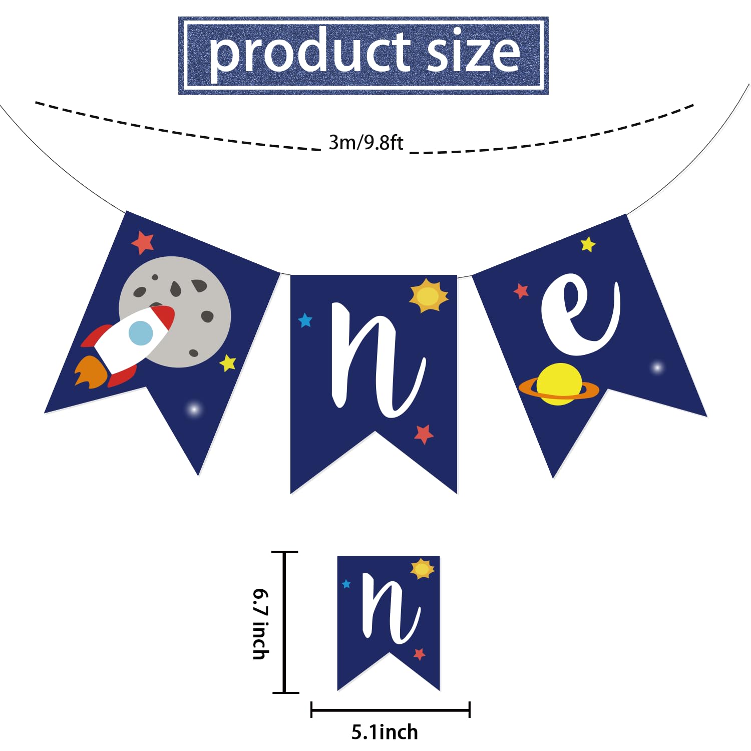 First Birthday Banner & Party Hats - Outer Space Theme 1st Birthday Decorations, High Chair Banner with Planets, Complete Space Party Supplies for Baby's First Trip Around The Sun Celebration | Perfect for Space-Themed Birthday Parties, Baby Showers & Milestone Celebrations