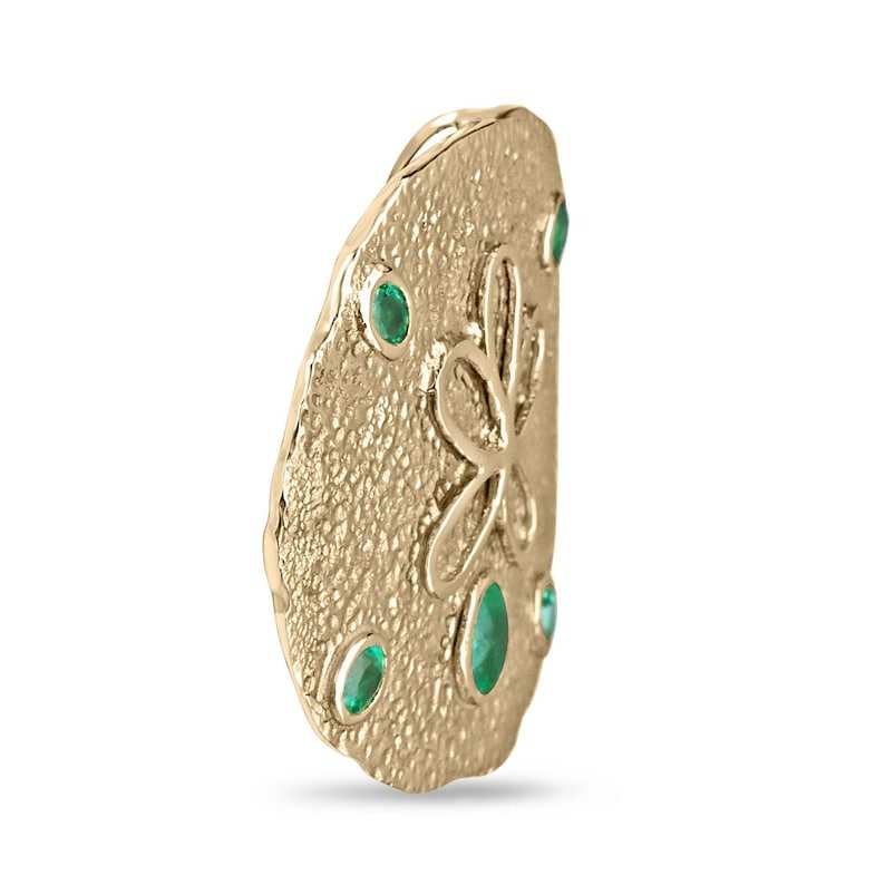 2.10tcw Natural Ocean Emerald Sand Oval Cut 14K Gold Pendant Necklace for Women - Perfect for Beach Weddings, Vacation Jewelry & Everyday Elegance