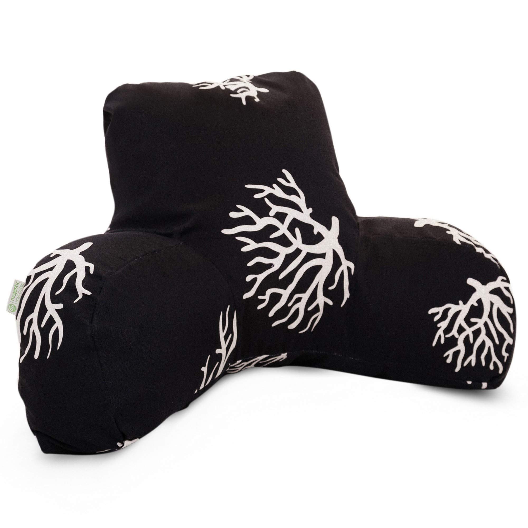 Majestic Home Goods Coral Reading Pillow - Soft Back Support Cushion for Bed, Sofa & Floor - Comfortable Black Pillow for Reading, Studying, Watching TV & Relaxing
