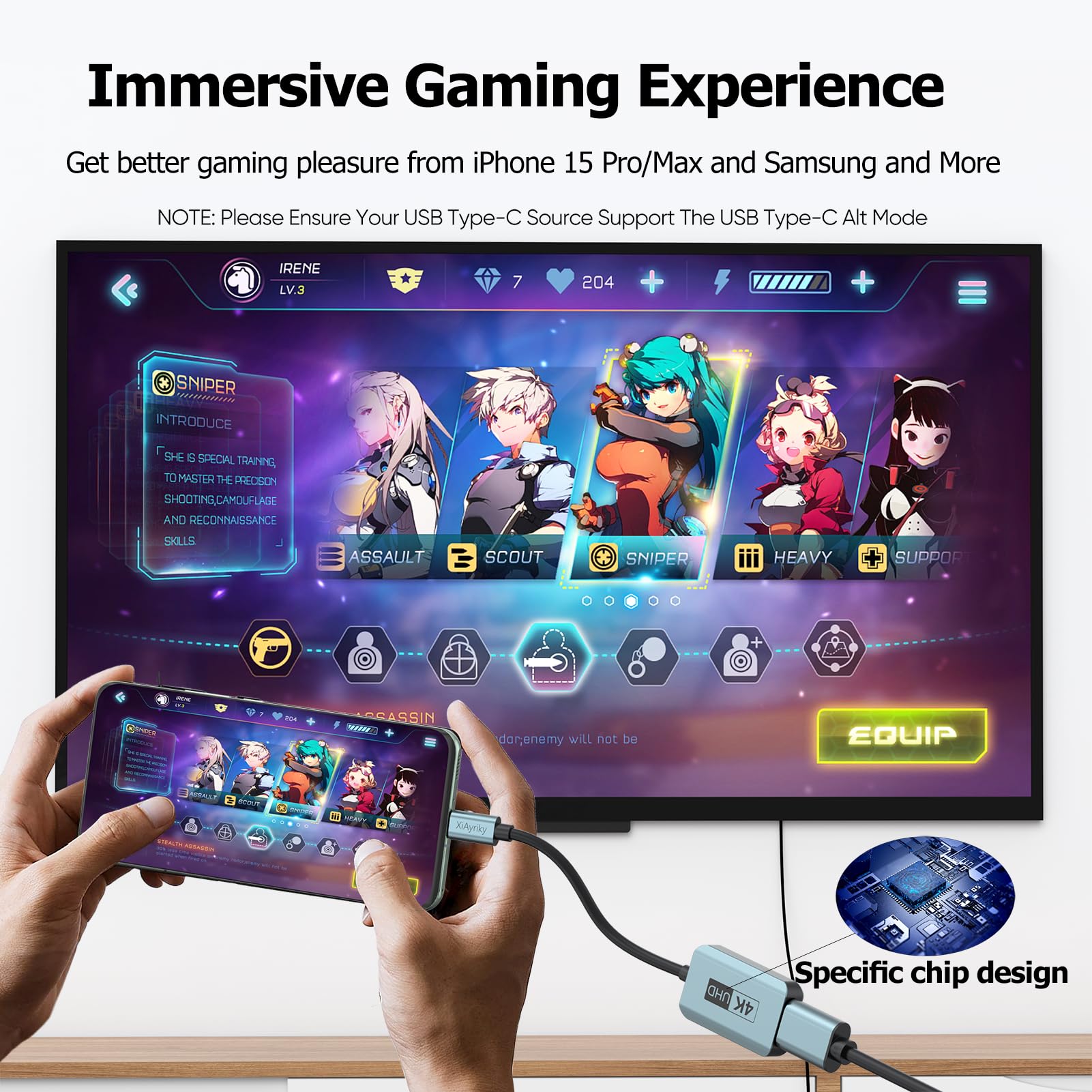 4K@60Hz USB C to HDMI Adapter - Thunderbolt 4/3 & USB 4 Compatible - for MacBook Pro/Air, iPad Pro, iPhone 15 Pro/Max, Galaxy - Stream HD Videos & Presentations on TV/Monitor