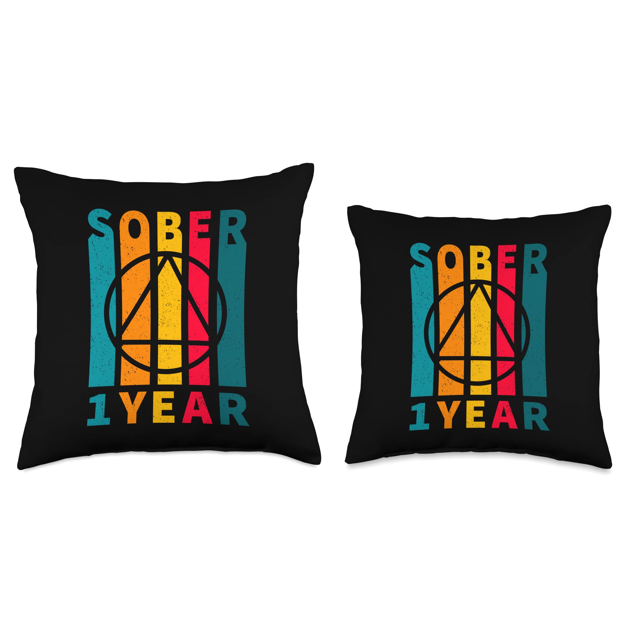 1 Year Sober Anniversary AA Triangle NA Sunset Throw Pillow - Inspirational Recovery Decor for Living Room, Bedroom & Support Group Meetings