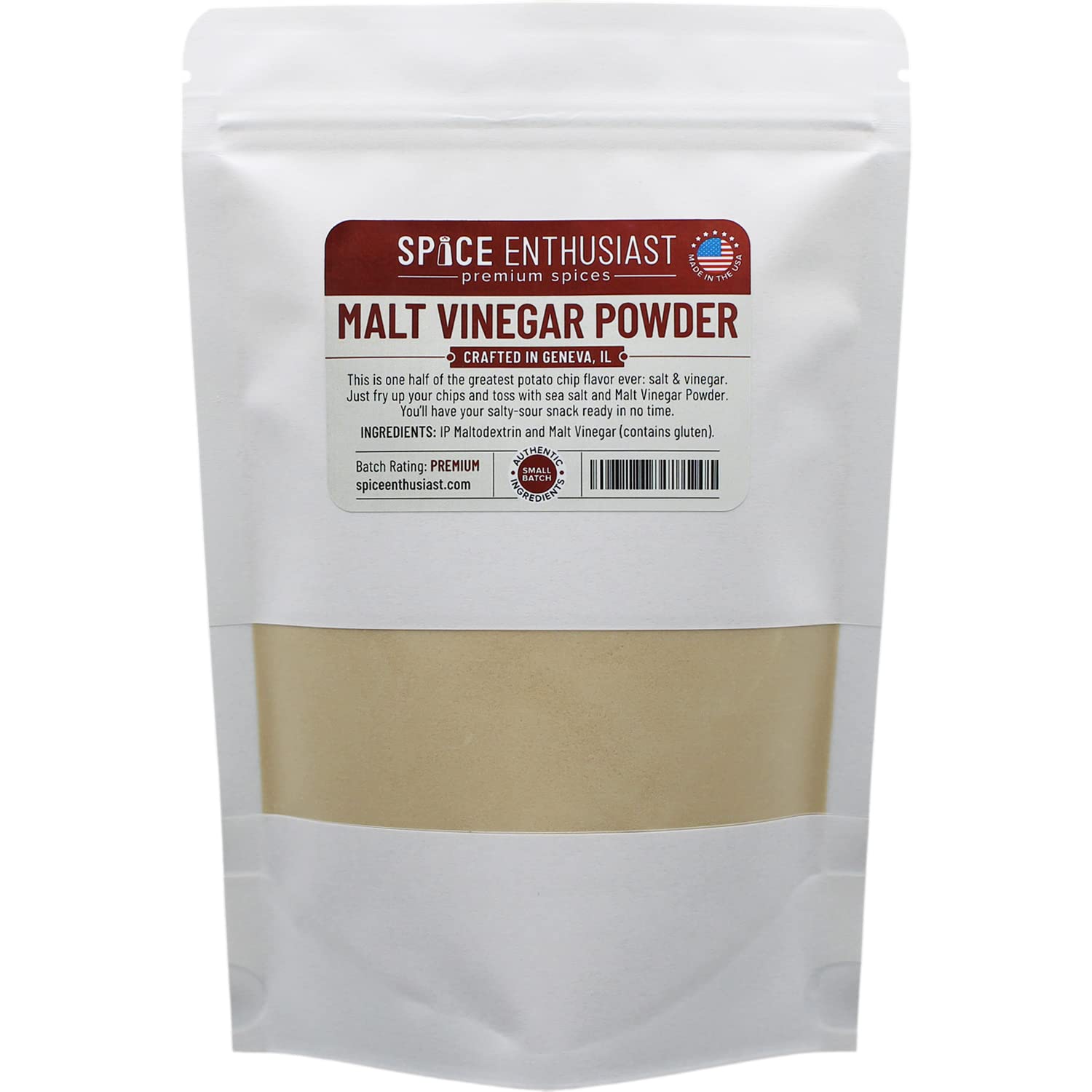 Malt Vinegar Powder for Cooking & Seasoning - 4 oz | Perfect for Chips, Fries & BBQ - Spice Enthusiast Brand