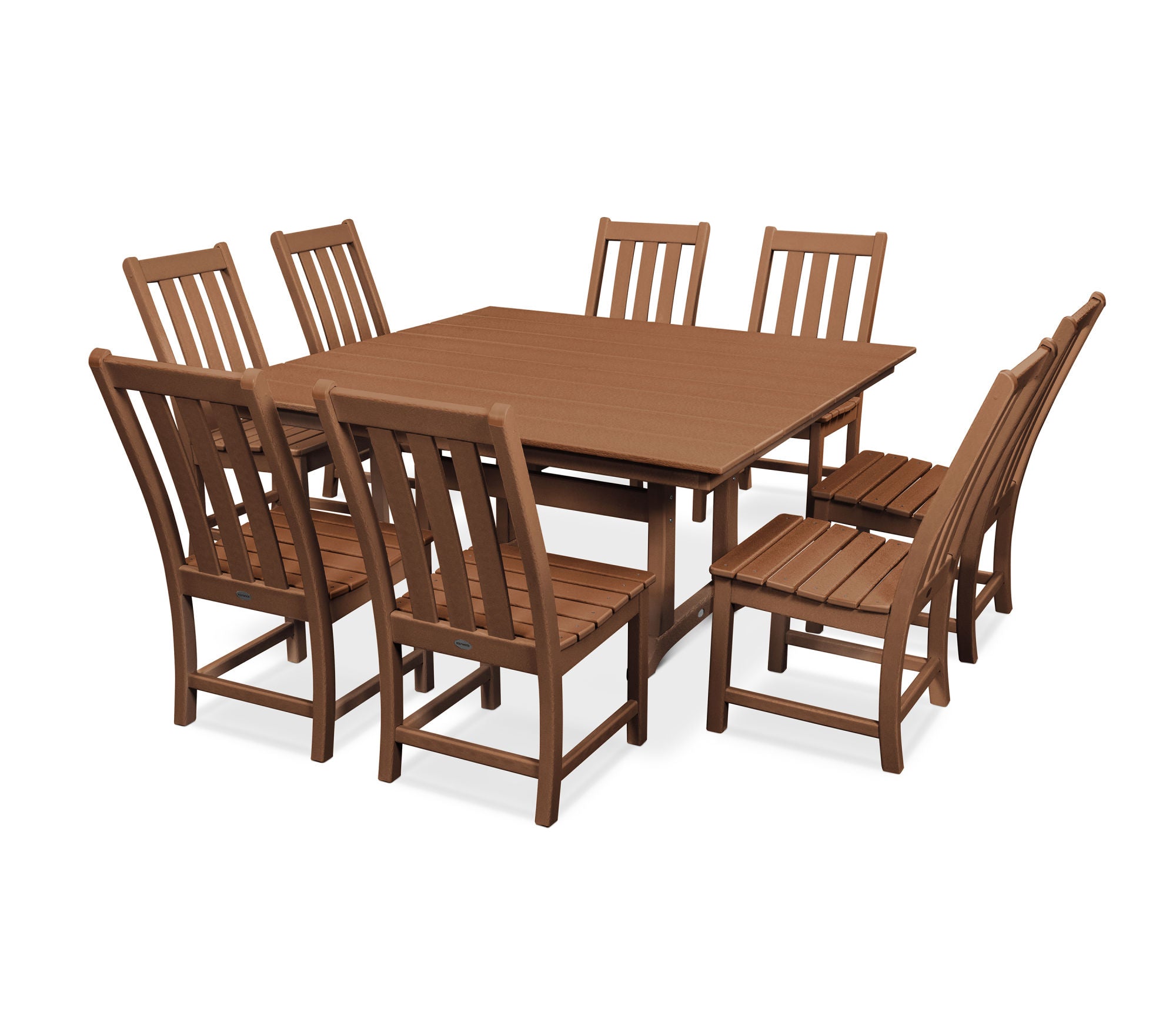 POLYWOOD Vineyard 9-Piece Farmhouse Trestle Dining Set - Outdoor Patio Furniture for Backyard, Garden & Poolside Dining