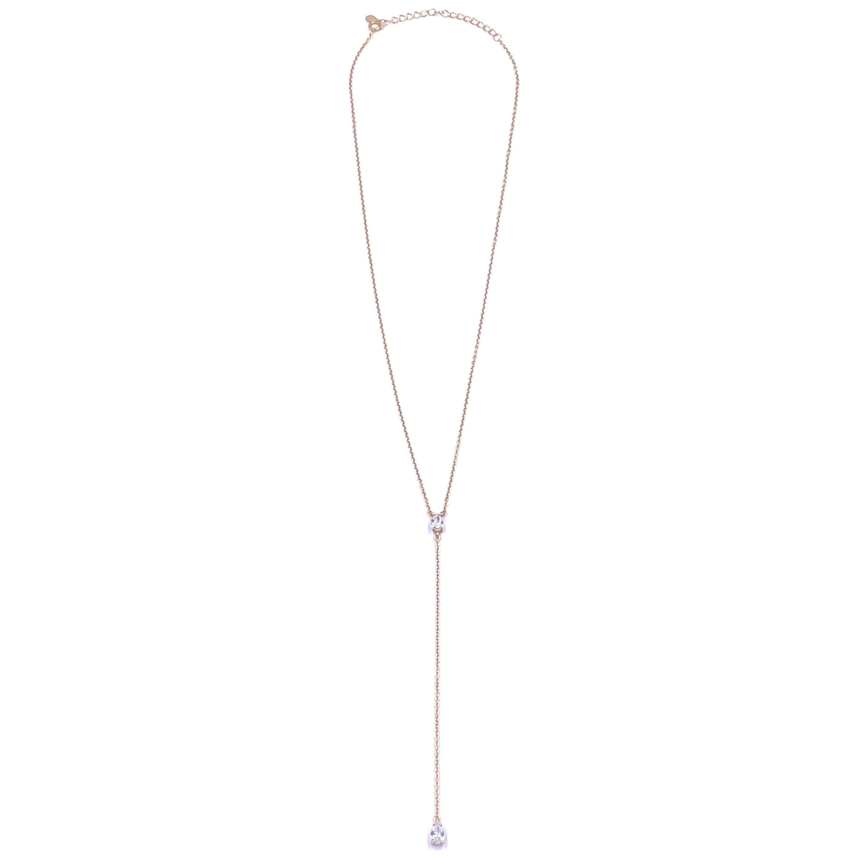 Elegant Ashley Gold Sterling Silver Gold Plated CZ Tear Drop Lariat Necklace for Women | Perfect for Weddings, Parties & Special Occasions