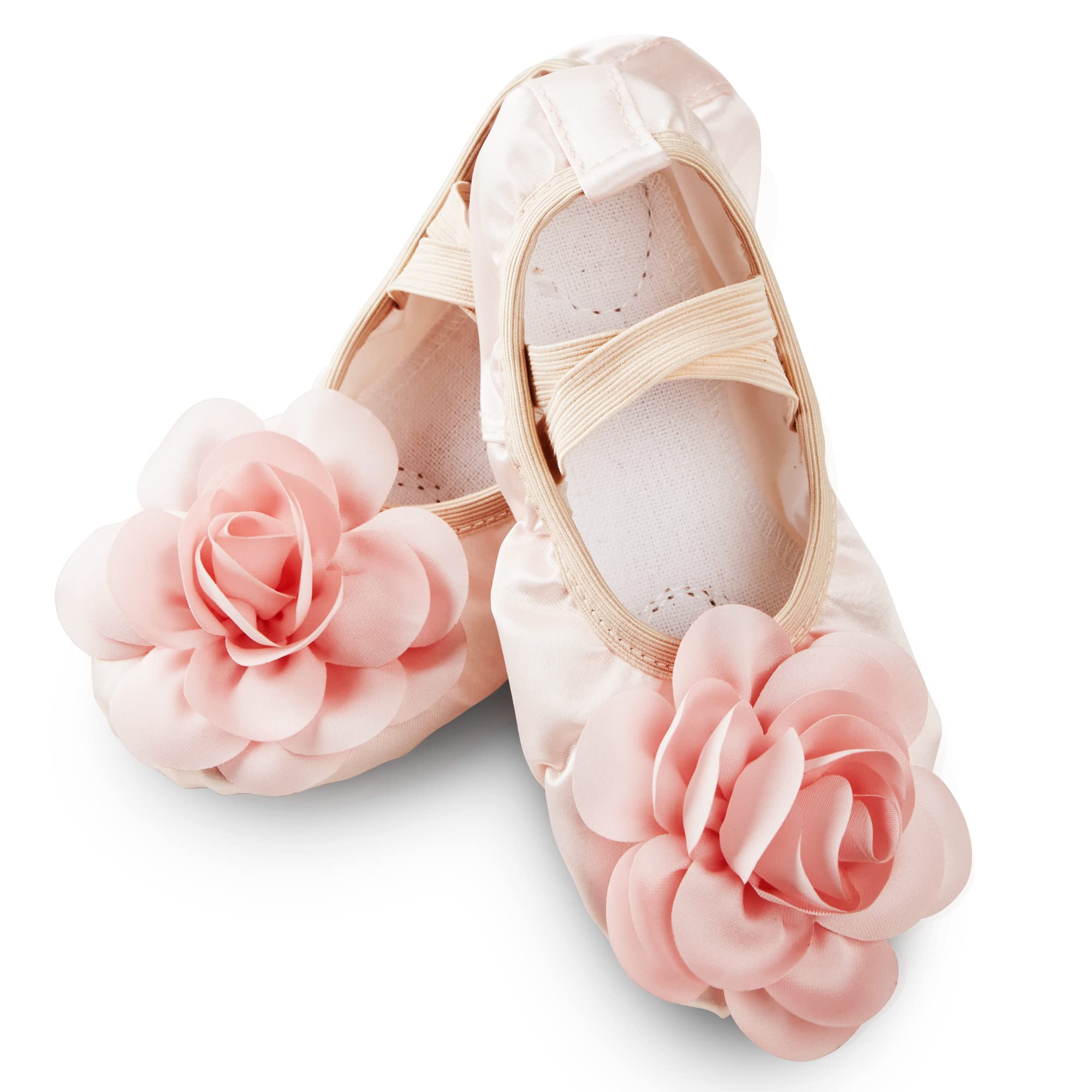 Non-Slip Pink Ballet Shoes for Girls - Leather Split Sole Satin Dance Slippers for Toddlers & Kids - Comfortable & Durable Ballet Flats for Dance Class, Recital & Practice