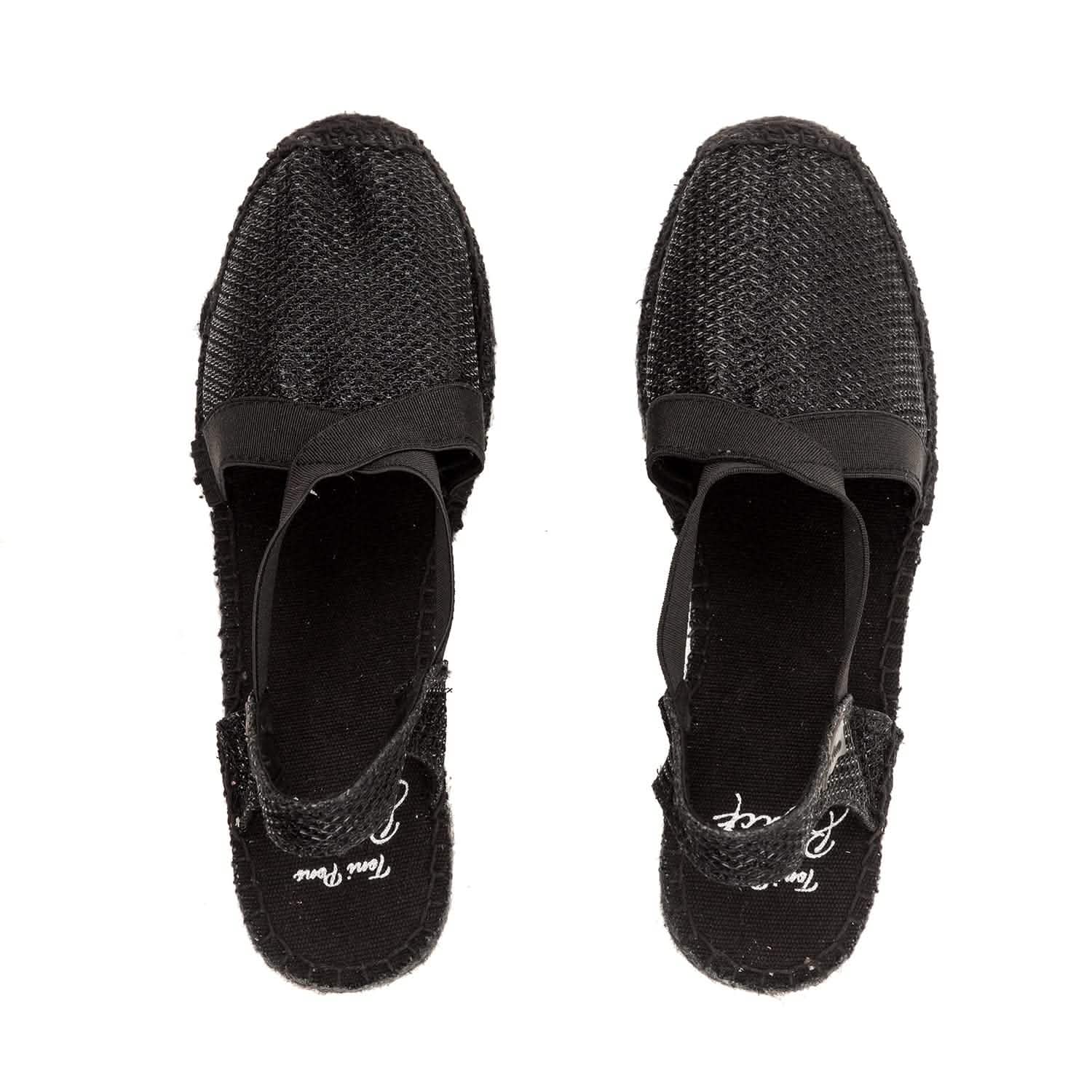 Women's Black High Heel Metallic Cotton Blend Wedge Espadrille Shoes - Triton 7BK | Comfortable & Stylish for Parties, Weddings & Evening Events
