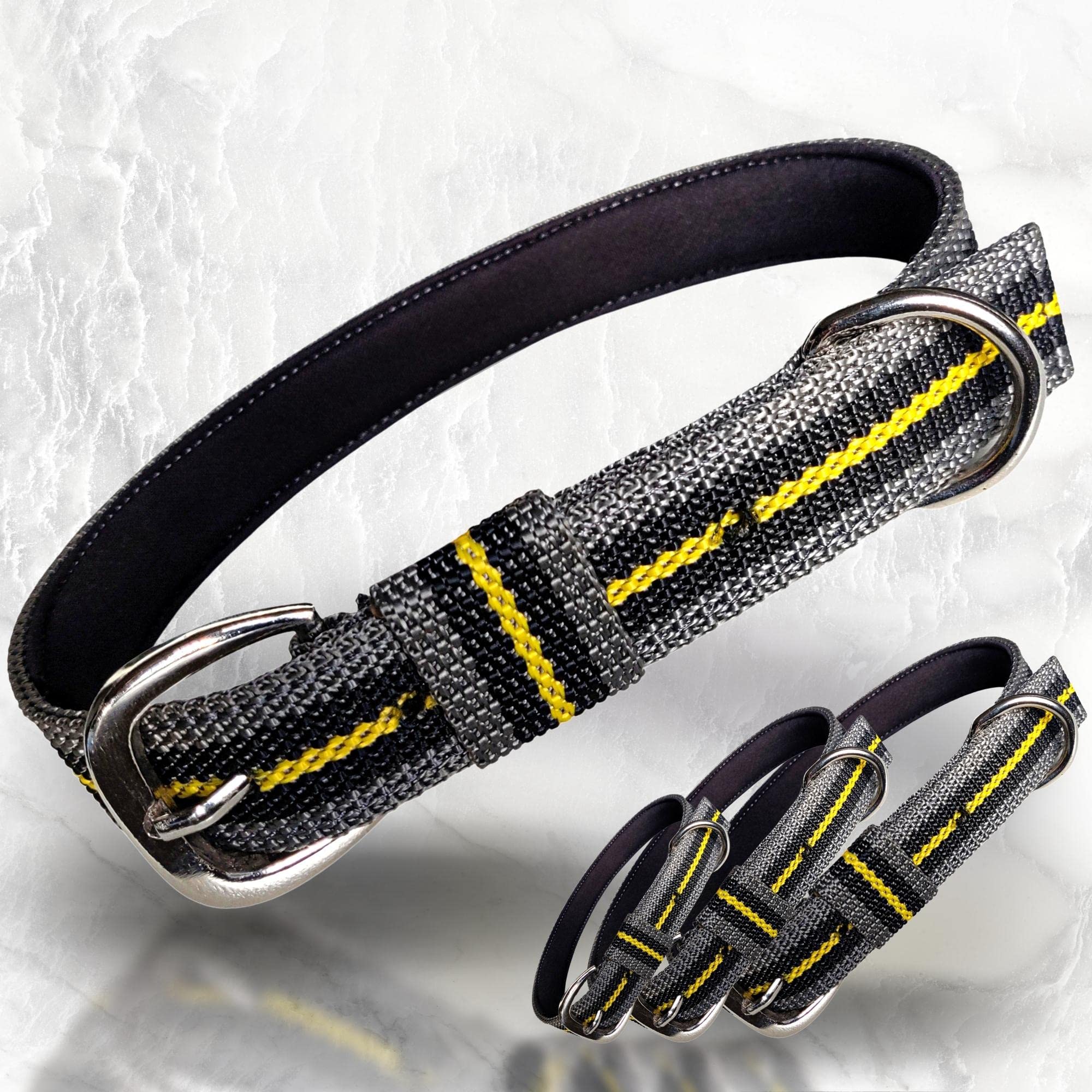 Premium Padded Nylon Dog Collar with Metal Buckle - Adjustable Classic Pet Collar for Large Dogs (Grey) | Comfortable & Durable for Daily Walks, Training & Outdoor Adventures