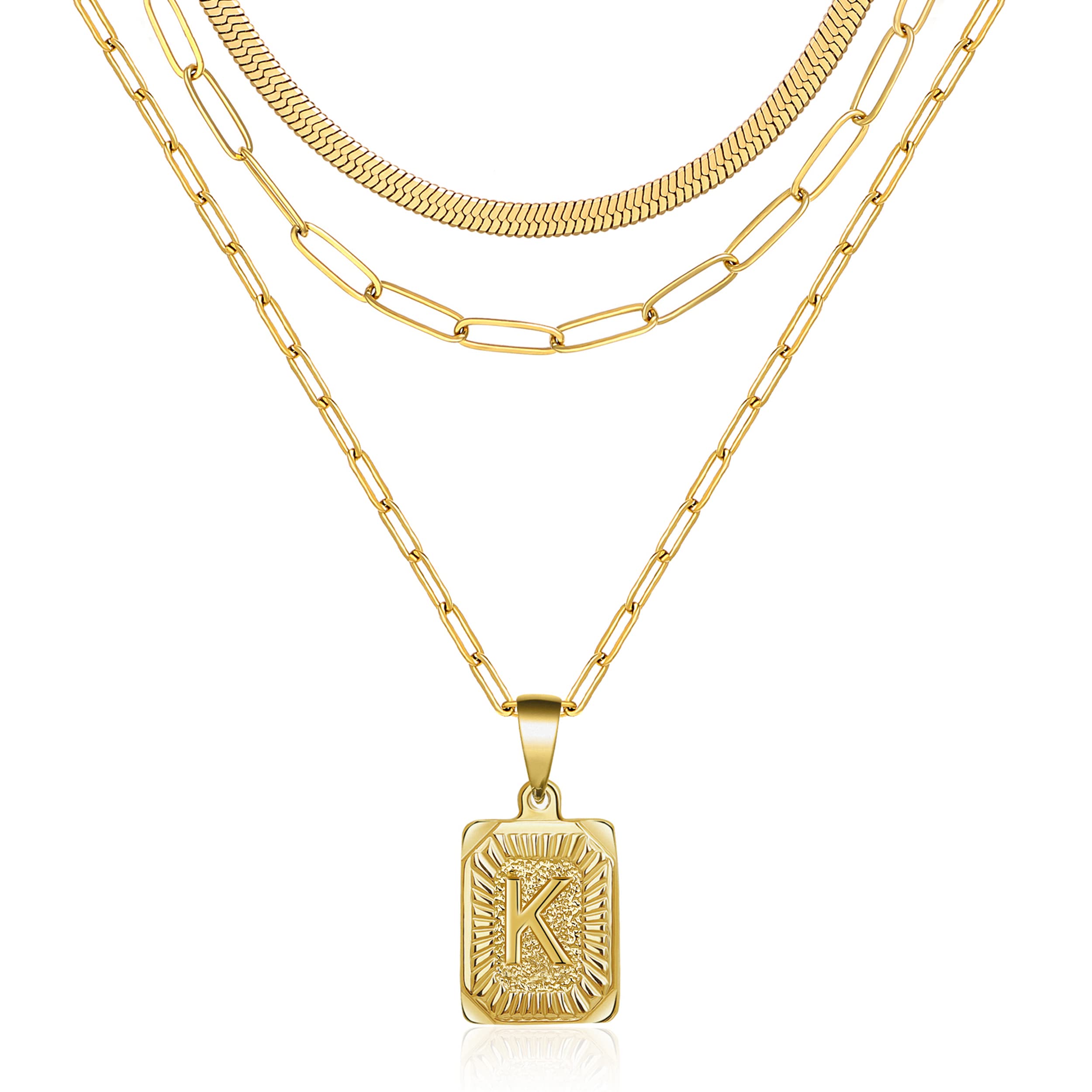 JoycuFF 18K Gold Plated Initial Necklace for Women - Personalized A-Z Dainty Layering Paperclip Link Chain - Perfect for Gifts, Everyday Wear & Special Occasions
