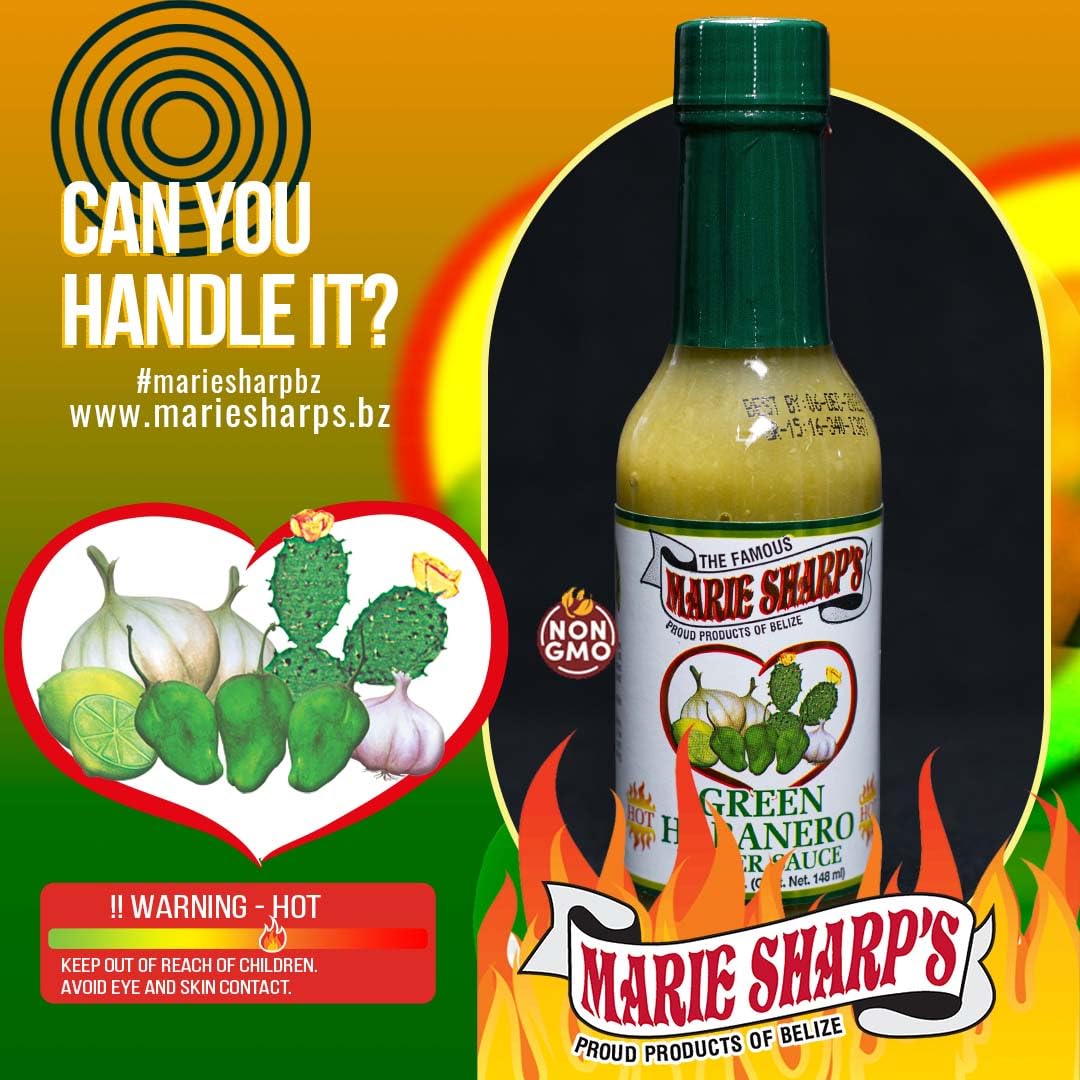 Marie Sharp's Green Habanero Hot Sauce - 5 oz Bottle (Pack of 2) | Spicy & Flavorful Pepper Sauce for Tacos, Wings, Burgers & Mexican Food | Gluten-Free & Vegan Hot Sauce