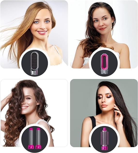 MORESOON 5-in-1 Hair Dryer Brush Set with Detachable Blow Dryer, Negative Ion Technology for Frizz-Free Styling | Hot Air Brush, Volumizer & Thermal Curler for Salon-Quality Blowouts at Home | Perfect for Daily Styling, Travel & Professional Use