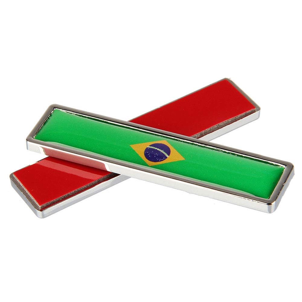1 Pair 3D Brazilian Flag Metal Car Stickers - Aluminum Auto & Motorcycle Decals for Trunk, Body, and Styling | Perfect for National Pride, Car Shows, and Personalizing Your Vehicle