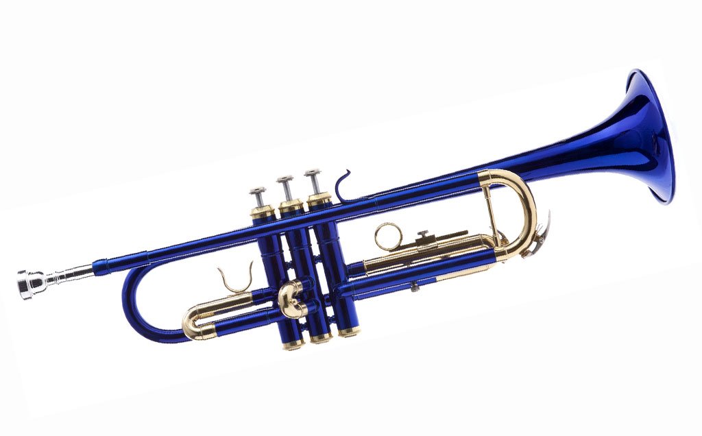 Hawk WD-T314-BL Professional Bb Trumpet with Hard Case & Mouthpiece - Blue Brass Instrument for Beginners, Students, and Band Performances | Perfect for School, Jazz, and Orchestra Music Practice