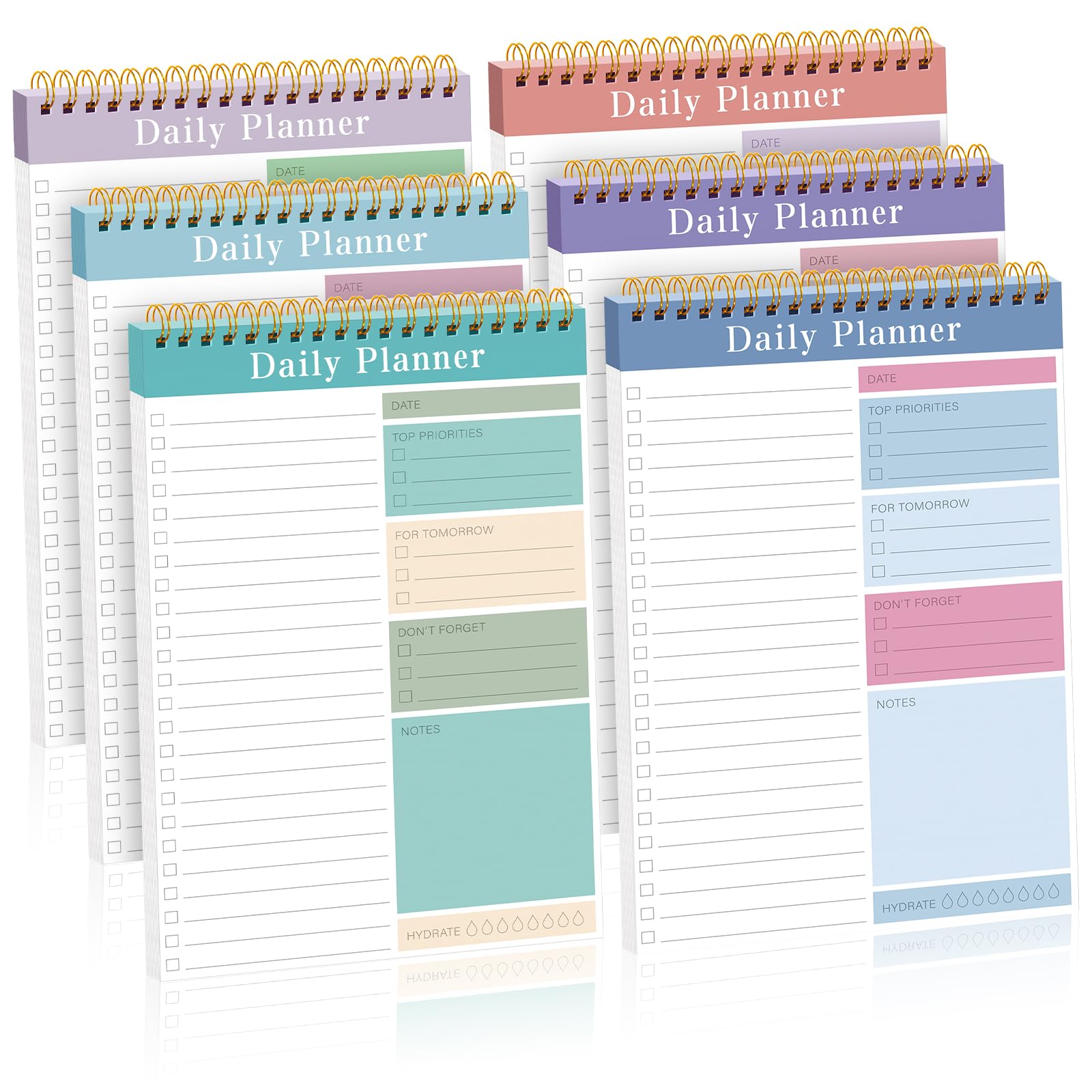 6-Pack Daily Planner Notepads - 30 Sheets Each, 7.87 x 5.12 Inch To-Do List Notebook for Office, Classroom & Home Organization (Fresh Style) - Perfect for Task Management, Grocery Lists & Study Notes