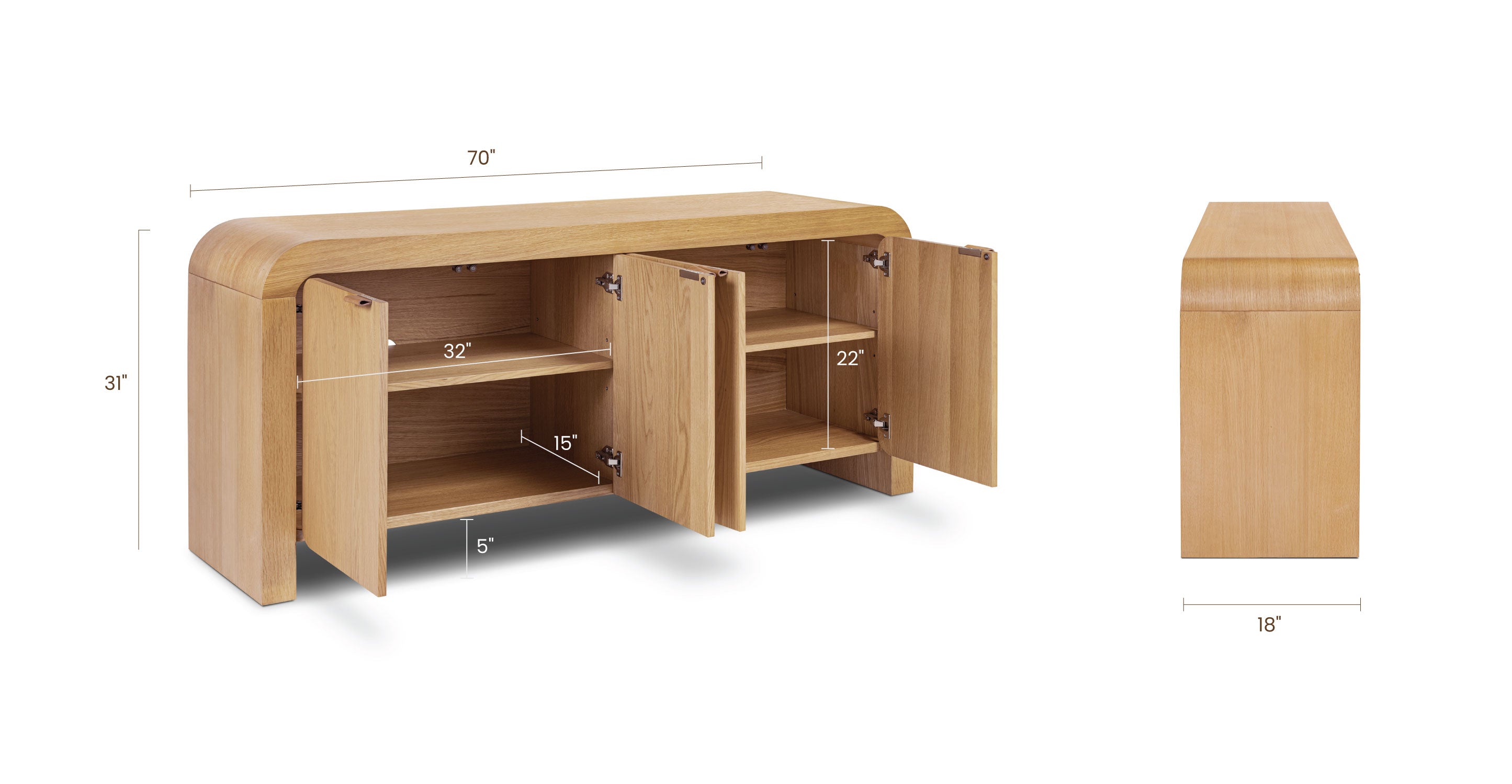 Modern Cirq Sideboard - Stylish Storage Cabinet for Living Room, Dining Room & Entryway - Wooden Buffet Console Table with Doors & Shelves for Home Decor & Organization