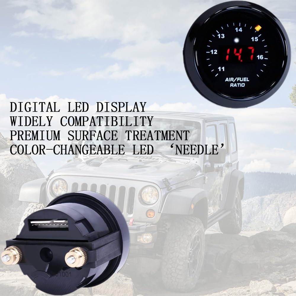 52mm Wideband Air Fuel Ratio Gauge Controller Kit with 4.9 LSU Sensor - UEGO O2 Sensor & A/F Ratio Monitor for Performance Tuning, Racing & Engine Diagnostics - Perfect for Cars, Trucks & Motorcycles