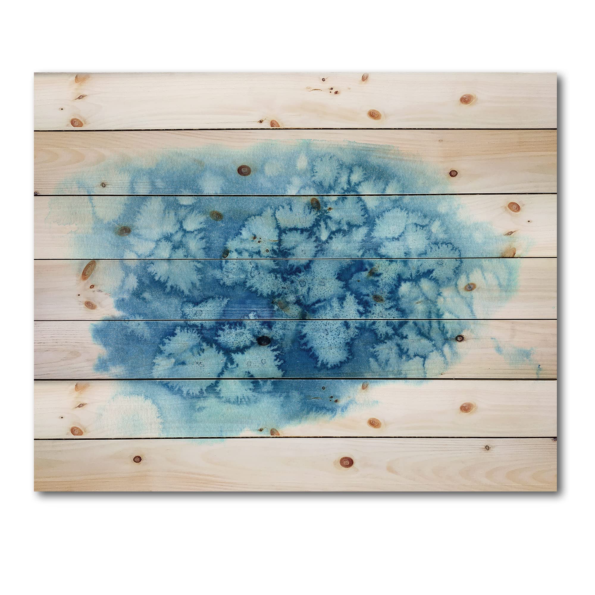 Blue Turquoise Cloud Abstract Wood Wall Art - Modern & Contemporary Pine Wood Decor - Large Printed Wood Panels for Living Room, Bedroom & Office Decoration