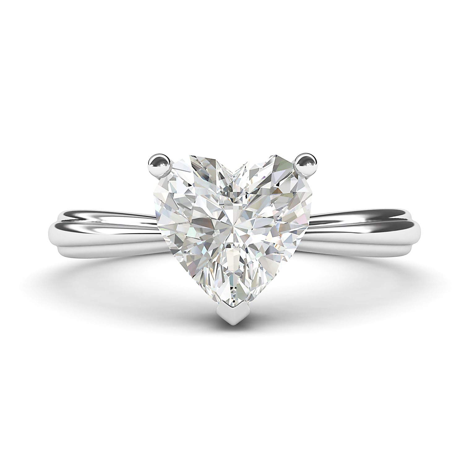 10K White Gold Heart-Shaped Simulated Diamond Engagement Ring for Women - Elegant Promise Bridal Ring with Raised Shank, Perfect for Proposals, Anniversaries & Romantic Occasions