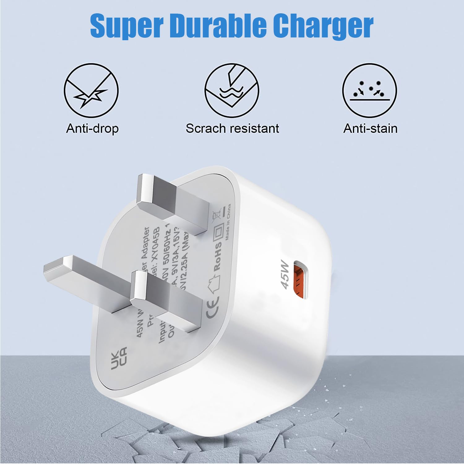 45W Samsung Super Fast Charger - Compatible with Galaxy S24 Ultra/S25 Plus/S23 FE/S24/S22/S21/S20, A54/A55/A25/A15/A16/A05S/A53/A34/A23 5G, Z Fold 4/5, Z Flip, Tab S7/S8/S9 - Fast Charging Plug & Cable for Home, Office & Travel